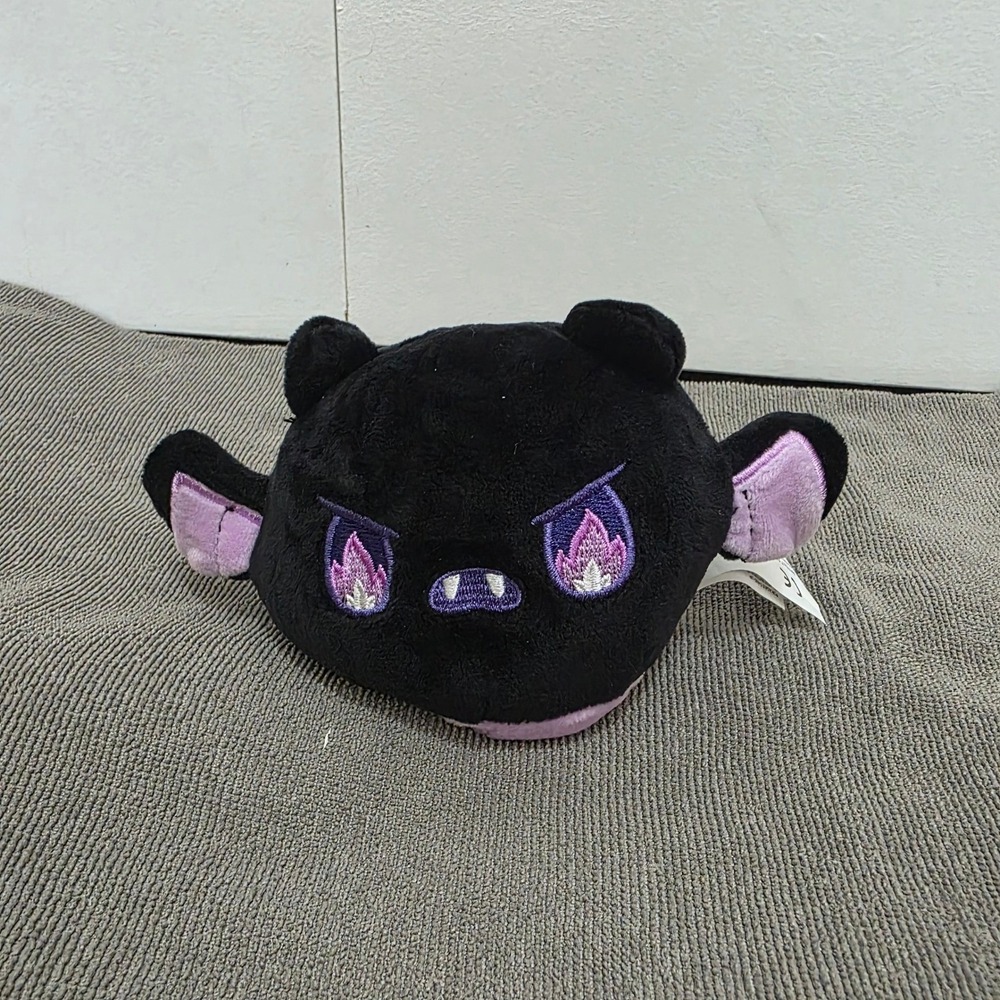 TeeTurtle Plushiverse Reversible Bat Plush Black Purple Flame Eyes Pastel Sleep